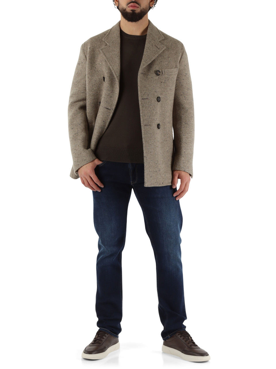 TORTORA | Cappotto corto doppiopetto in lana e cashmere