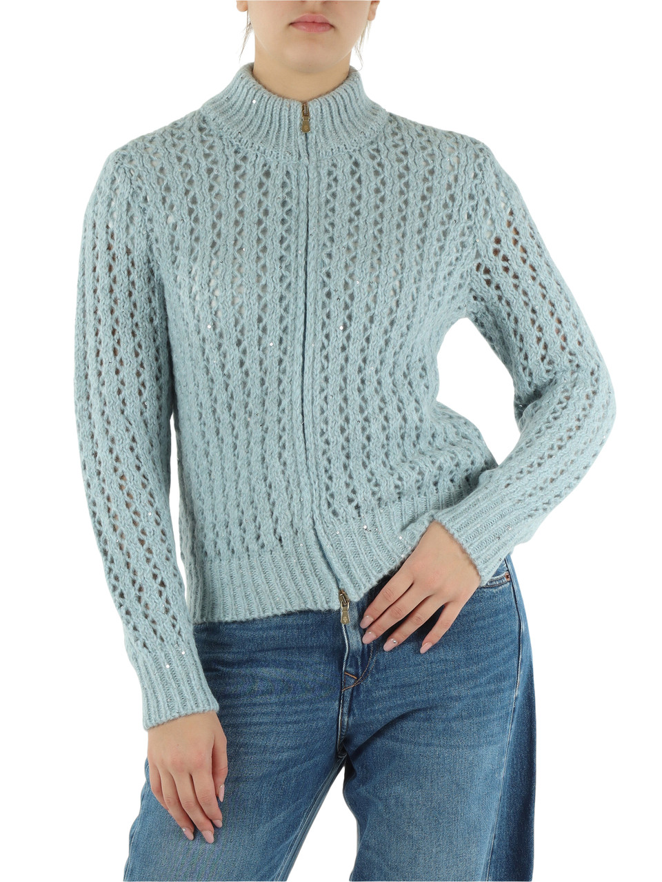 CELESTE | Cardigan con zip in misto lana e alpaca CELESTE | Cardigan con zip in misto lana e alpaca