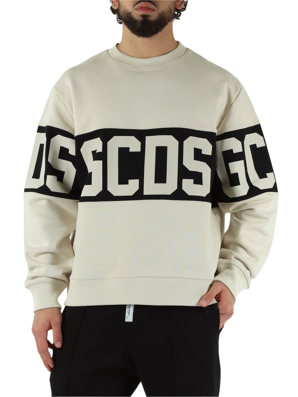 BEIGE | Felpa in cotone garzato con stampa logo BEIGE | Felpa in cotone garzato con stampa logo