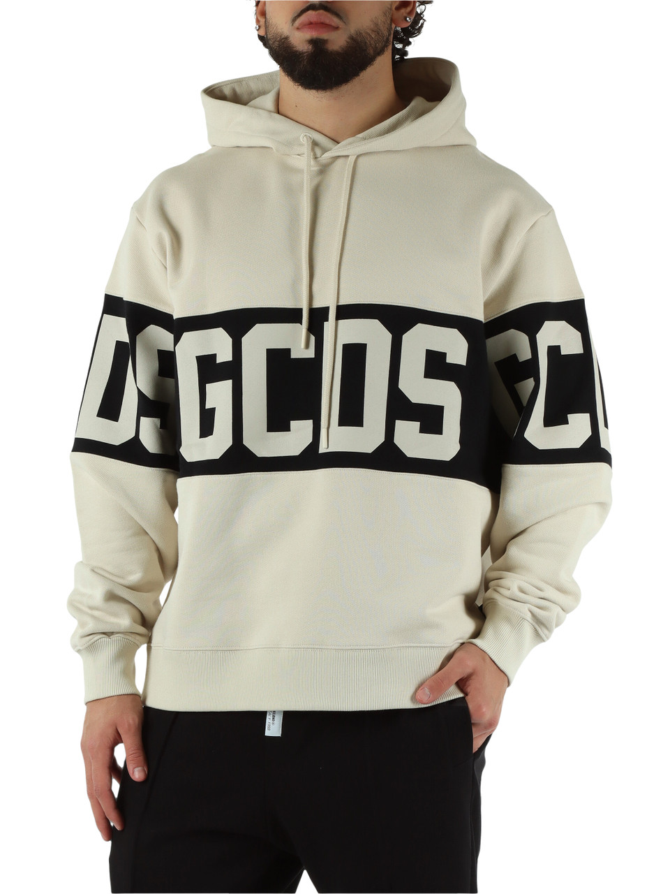 BEIGE | Felpa in cotone garzato con cappuccio e stampa logo BEIGE | Felpa in cotone garzato con cappuccio e stampa logo