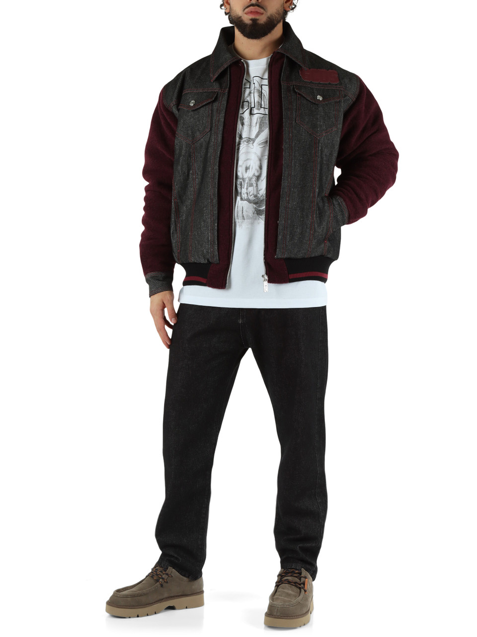 BORDEAUX | Giacca bomber in denim e misto lana BORDEAUX | Giacca bomber in denim e misto lana