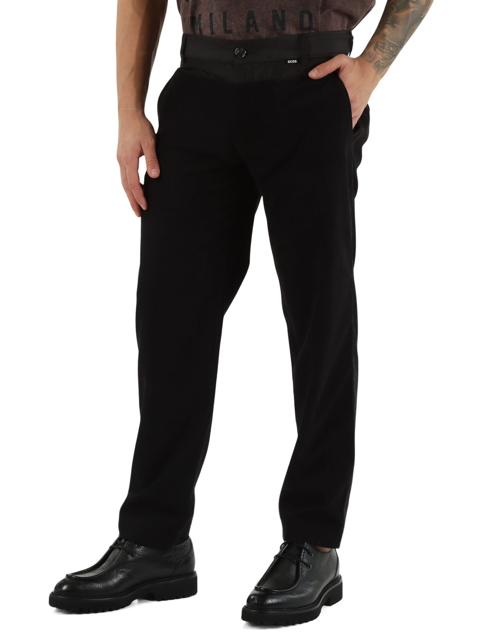 NERO | Pantalone straight fit con inserti a contrasto