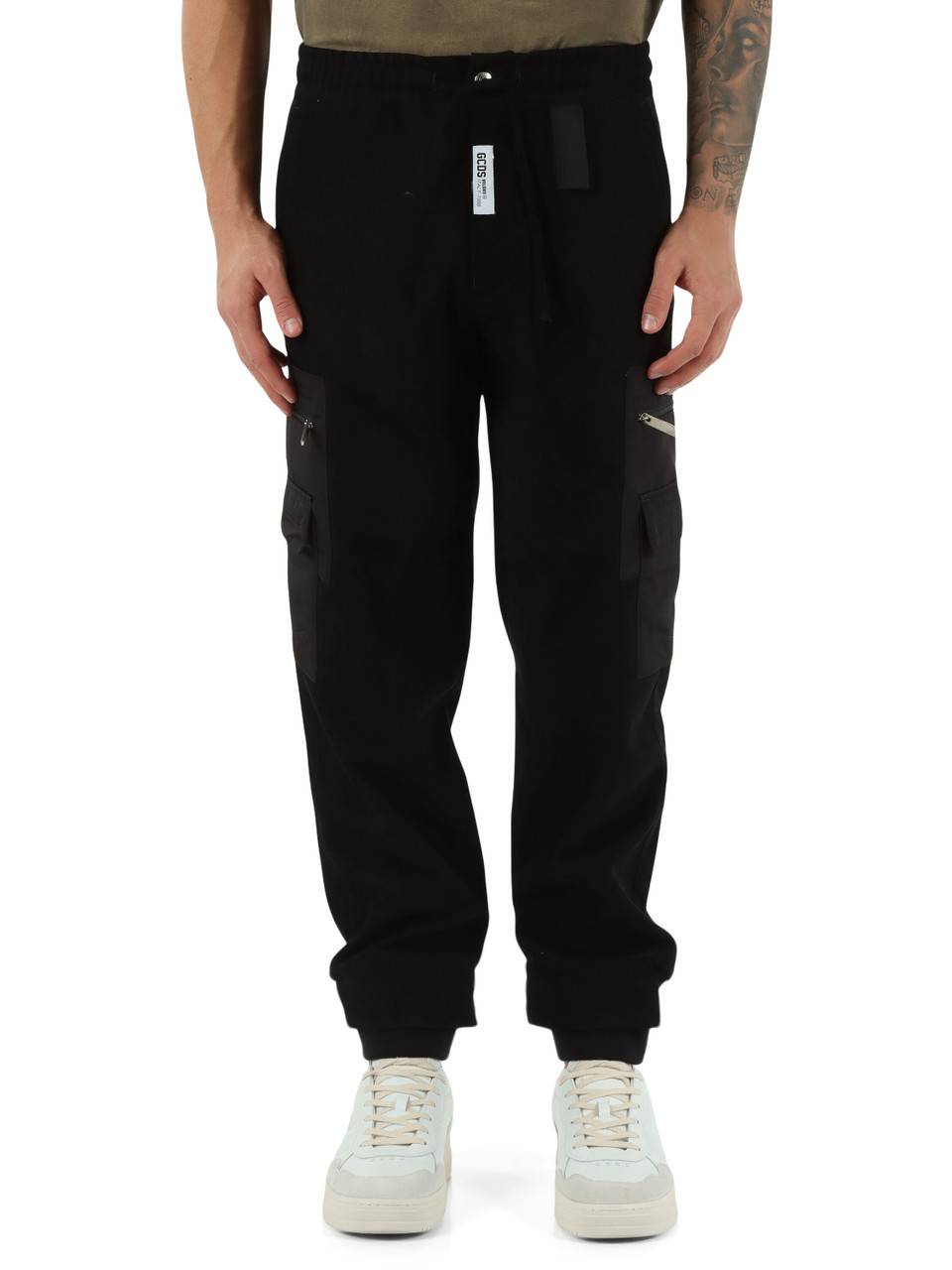 NERO | Pantalone cargo modello jogger in velluto NERO | Pantalone cargo modello jogger in velluto