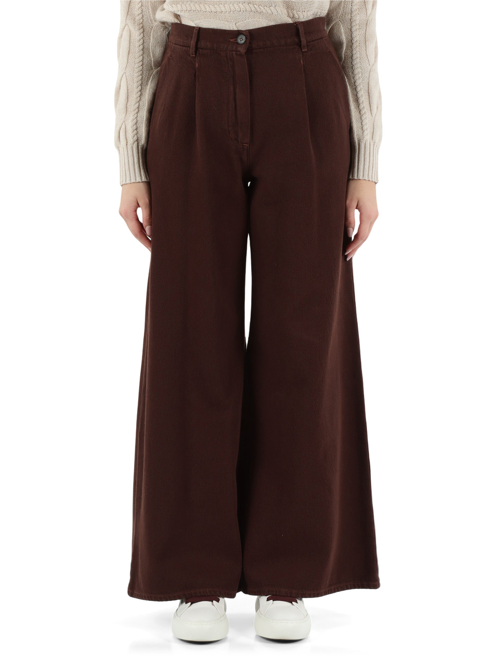 MARRONE | WEEKEND: Pantalone gamba larga in denim NANDA MARRONE | WEEKEND: Pantalone gamba larga in denim NANDA