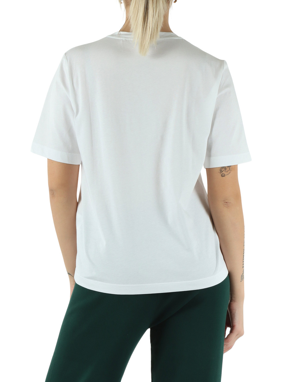 BIANCO | T-shirt boxy fit in cotone con ricamo logo frontale BIANCO | T-shirt boxy fit in cotone con ricamo logo frontale
