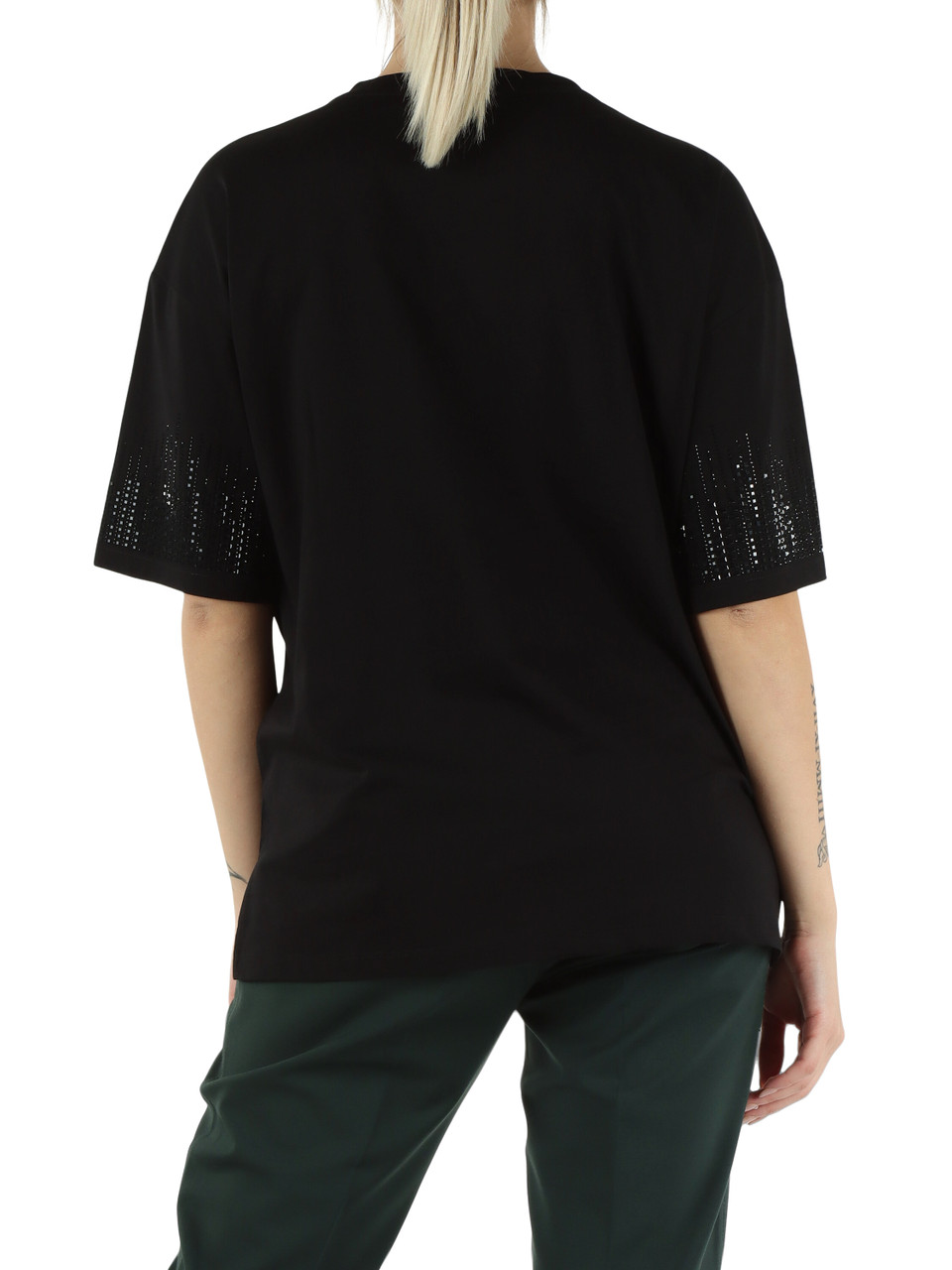 NERO | T-shirt in cotone con strass applicati NERO | T-shirt in cotone con strass applicati