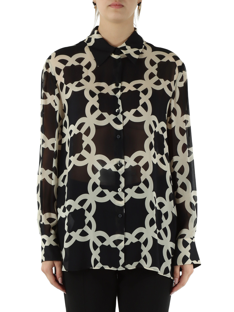 NERO | Camicia in georgette con stampa logo NERO | Camicia in georgette con stampa logo