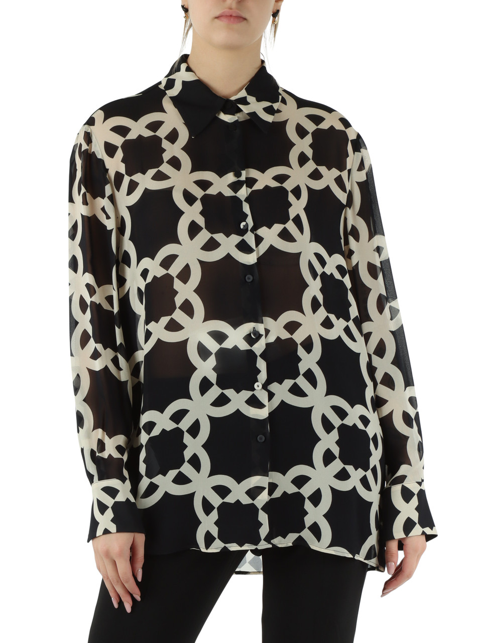 NERO | Camicia in georgette con stampa logo NERO | Camicia in georgette con stampa logo