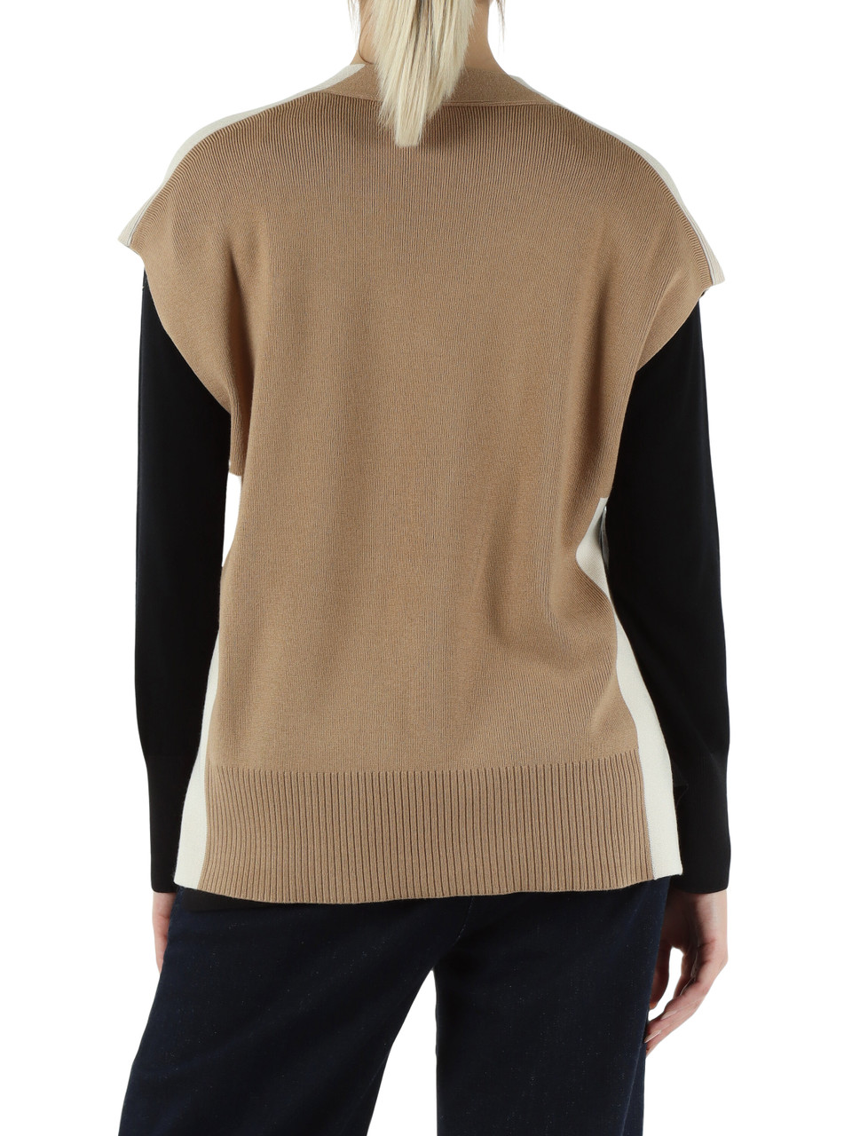 BEIGE | Gilet color block in misto lana e viscose BEIGE | Gilet color block in misto lana e viscose