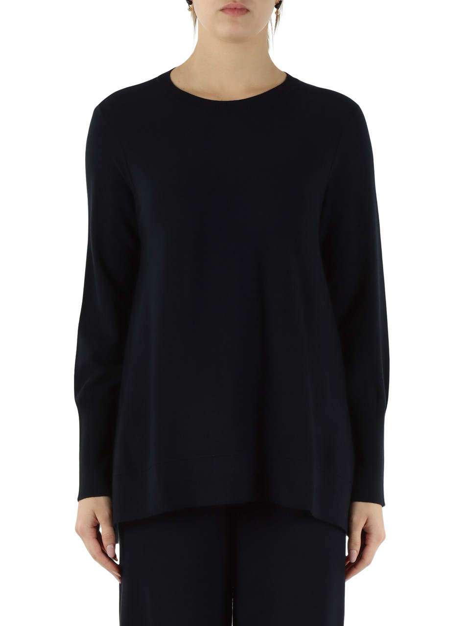 BLU SCURO | Maglia girocollo svasata con collo rimovibile BLU SCURO | Maglia girocollo svasata con collo rimovibile