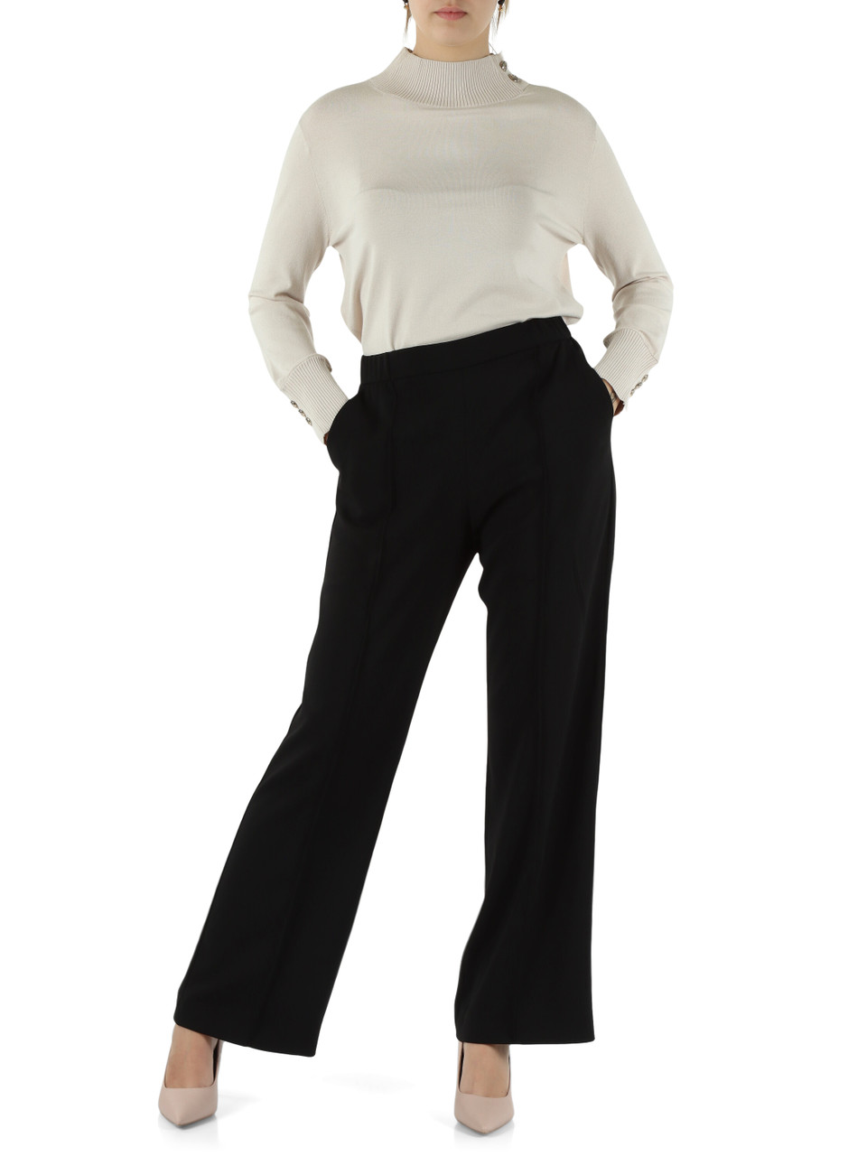 BEIGE | Maglia in misto viscosa con bottoni logo BEIGE | Maglia in misto viscosa con bottoni logo