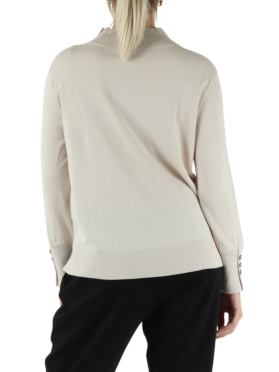 BEIGE | Maglia in misto viscosa con bottoni logo BEIGE | Maglia in misto viscosa con bottoni logo