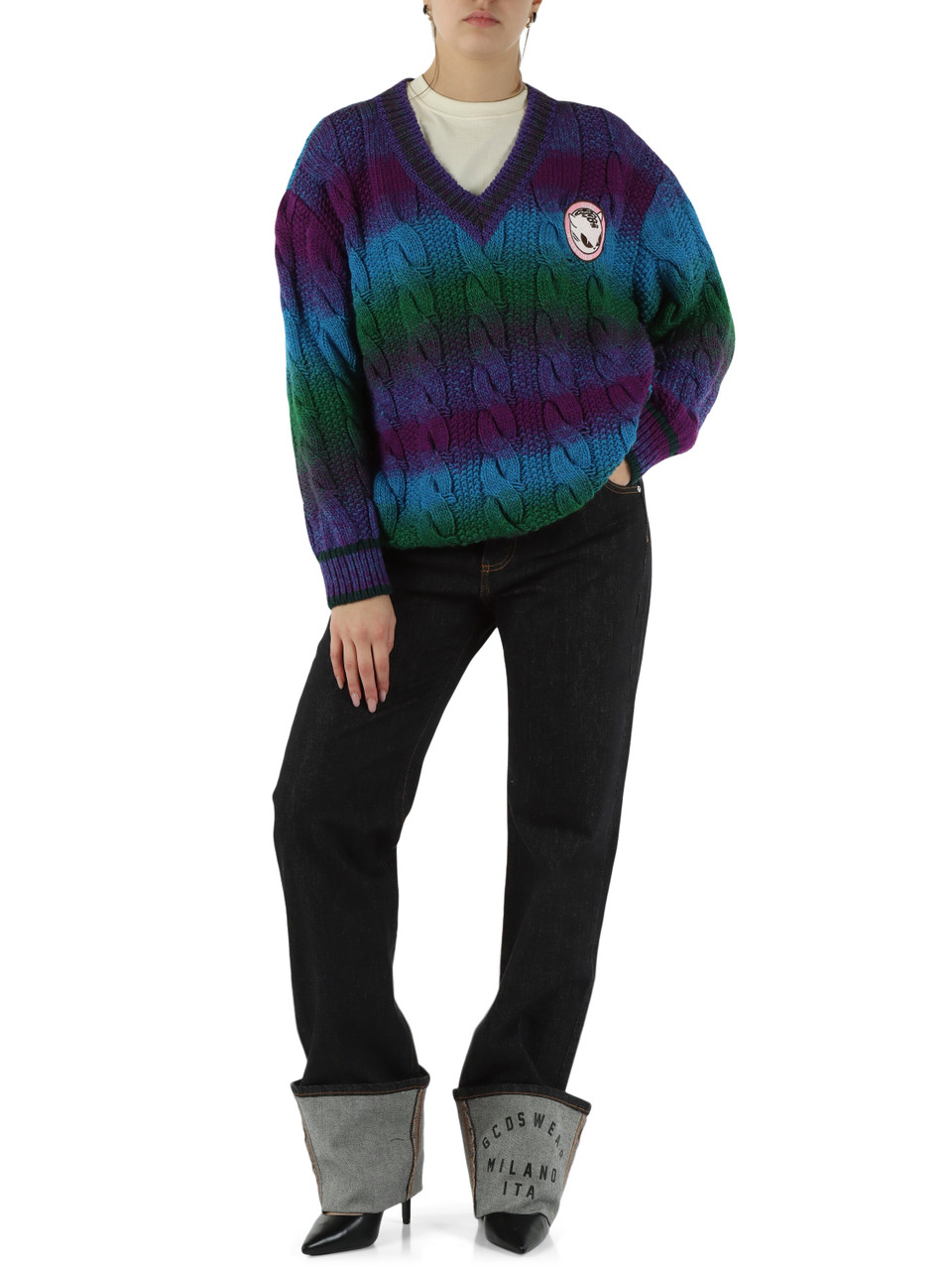 MULTICOLOR | Maglia collo a V oversize in misto lana MULTICOLOR | Maglia collo a V oversize in misto lana