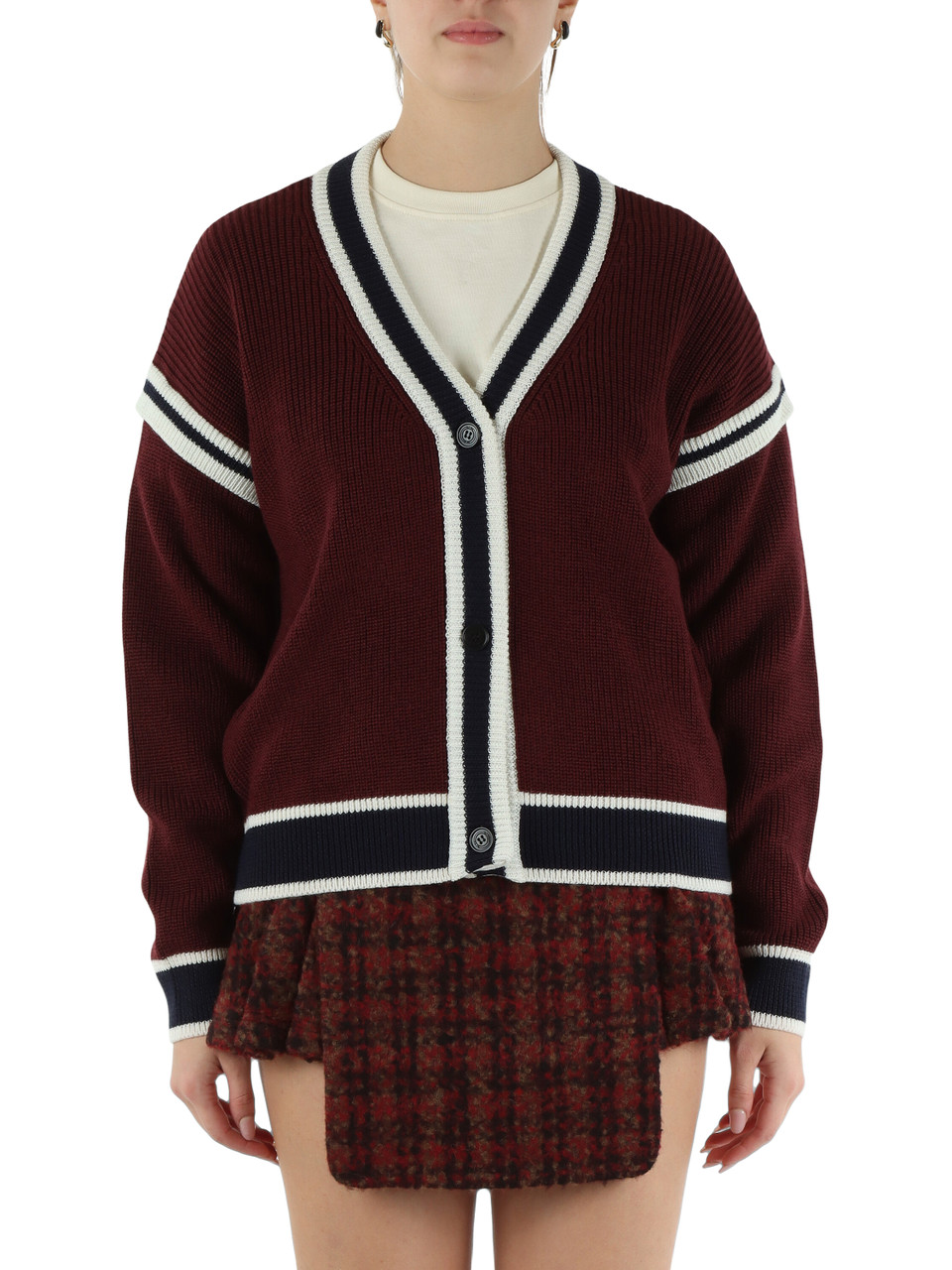 BORDEAUX | Cardigan stile College in misto lana BORDEAUX | Cardigan stile College in misto lana
