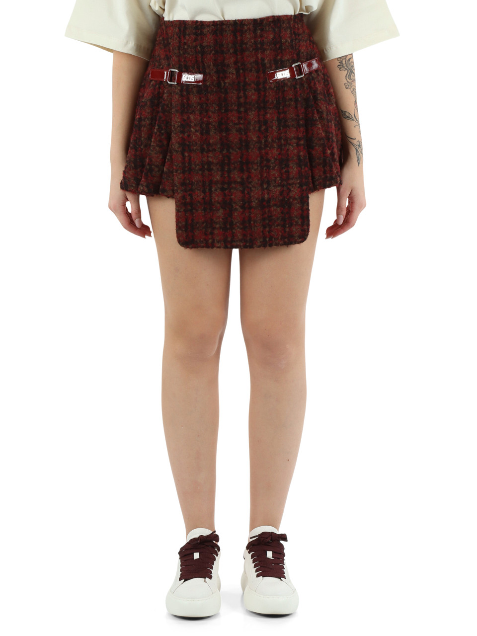 BORDEAUX | Mini gonna a pieghe in tweed BORDEAUX | Mini gonna a pieghe in tweed