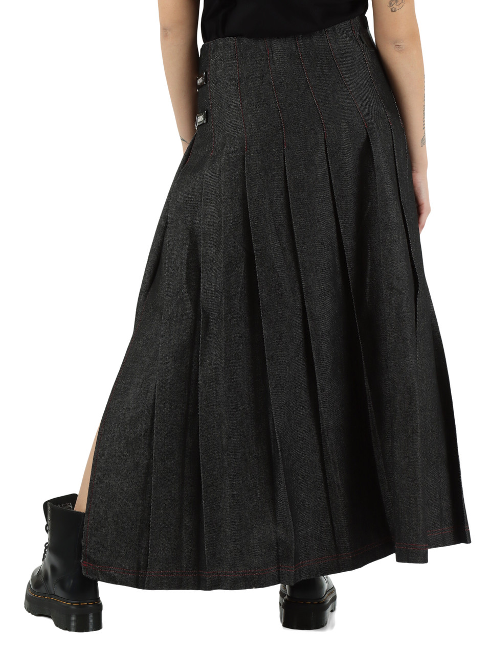GRIGIO SCURO | Gonna lunga a pieghe in denim GRIGIO SCURO | Gonna lunga a pieghe in denim