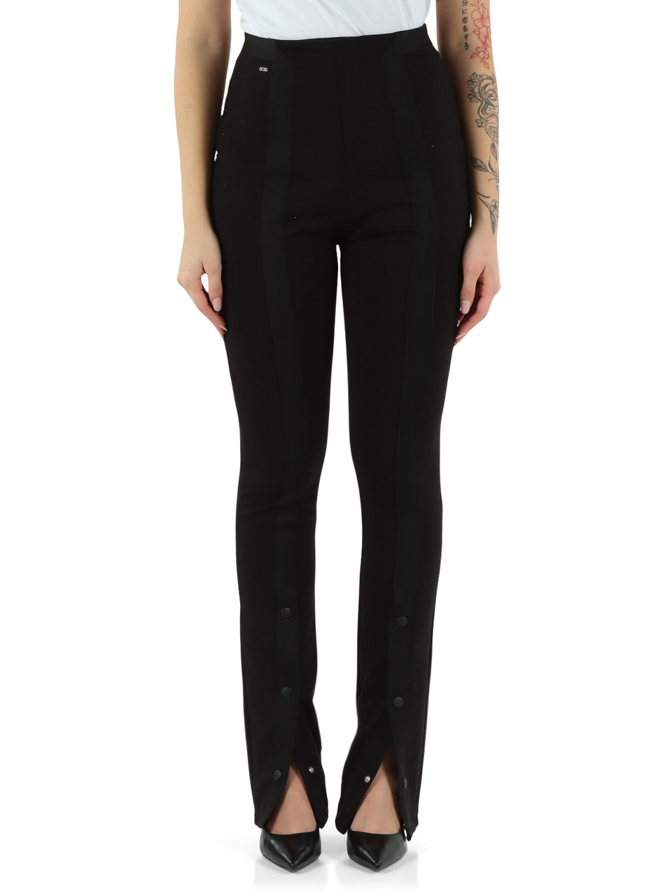 NERO | Pantalone in misto viscosa con bottoni a pressione in fondo NERO | Pantalone in misto viscosa con bottoni a pressione in fondo