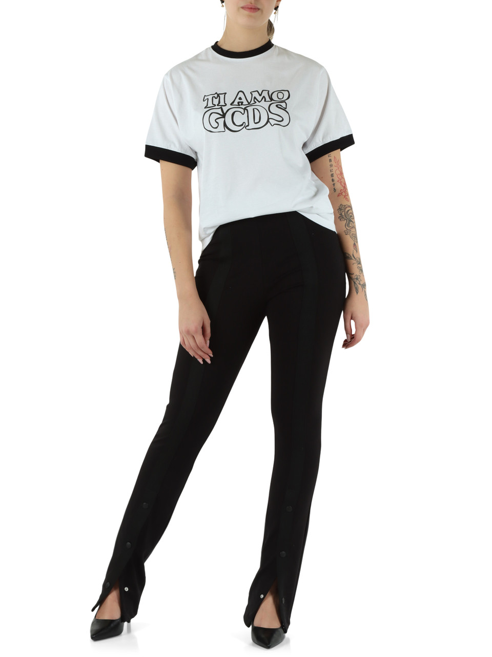 NERO | Pantalone in misto viscosa con bottoni a pressione in fondo NERO | Pantalone in misto viscosa con bottoni a pressione in fondo