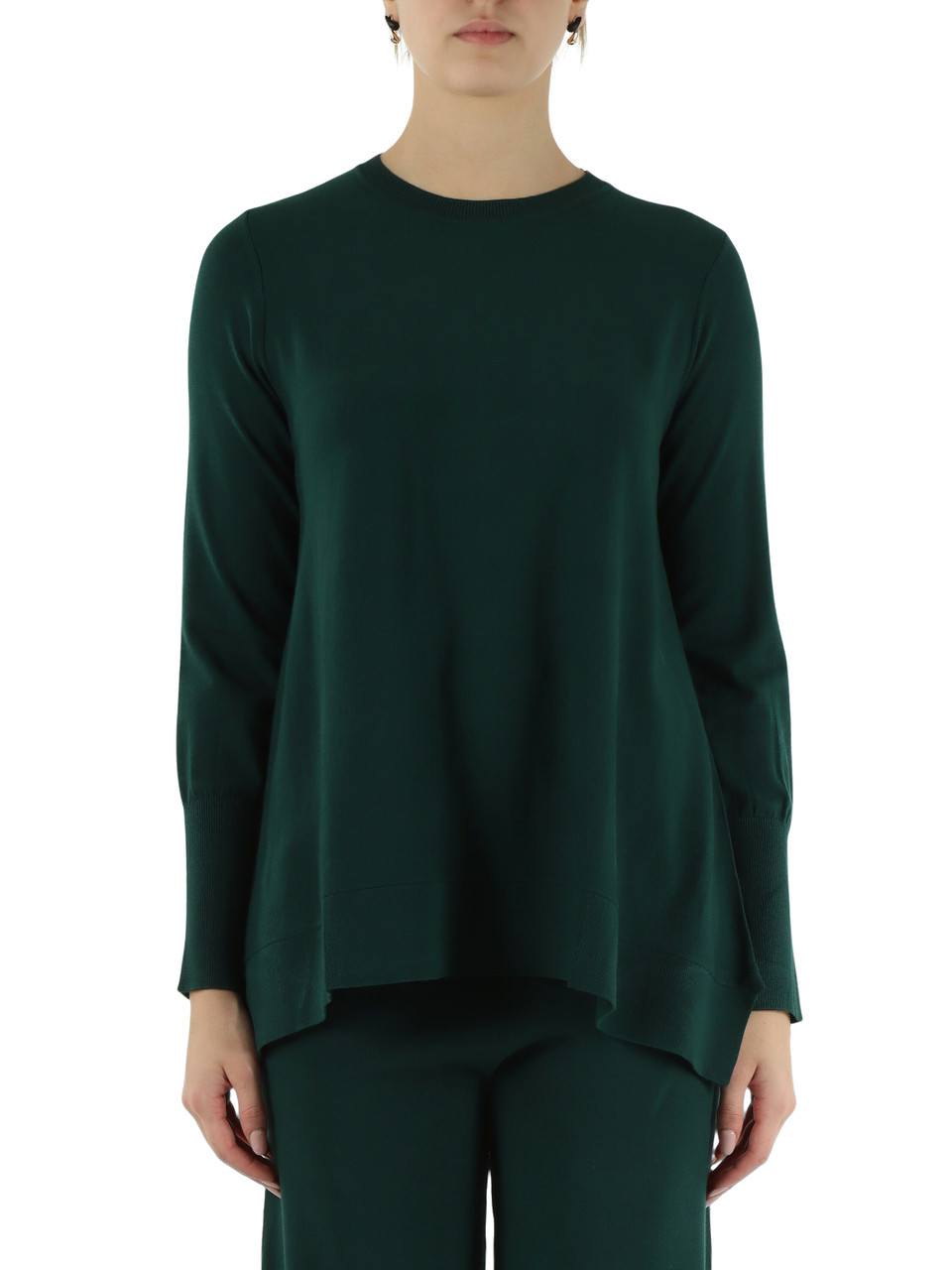 VERDE | Maglia girocollo svasata con collo rimovibile VERDE | Maglia girocollo svasata con collo rimovibile