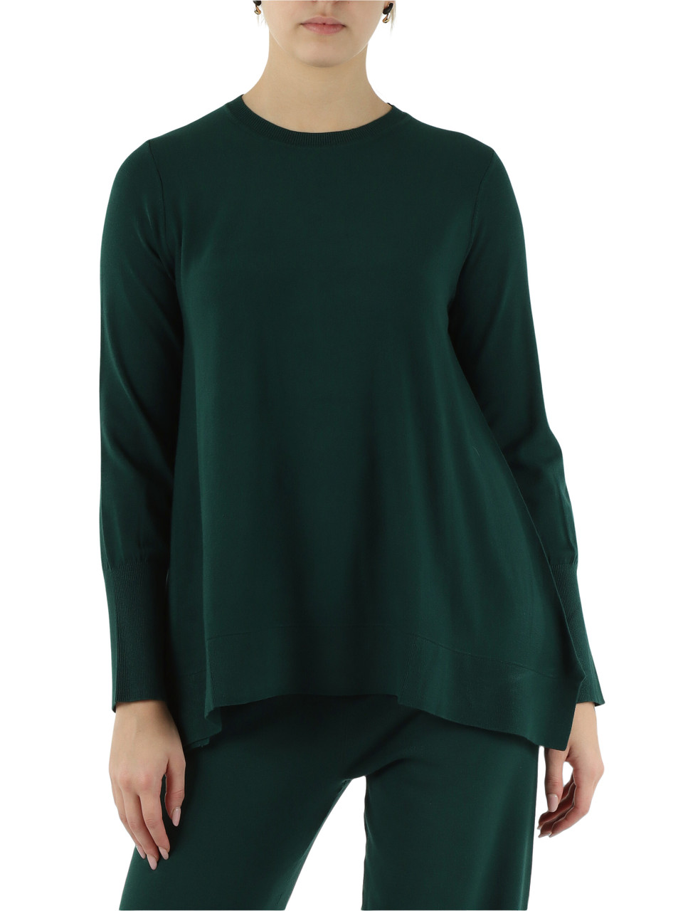 VERDE | Maglia girocollo svasata con collo rimovibile VERDE | Maglia girocollo svasata con collo rimovibile