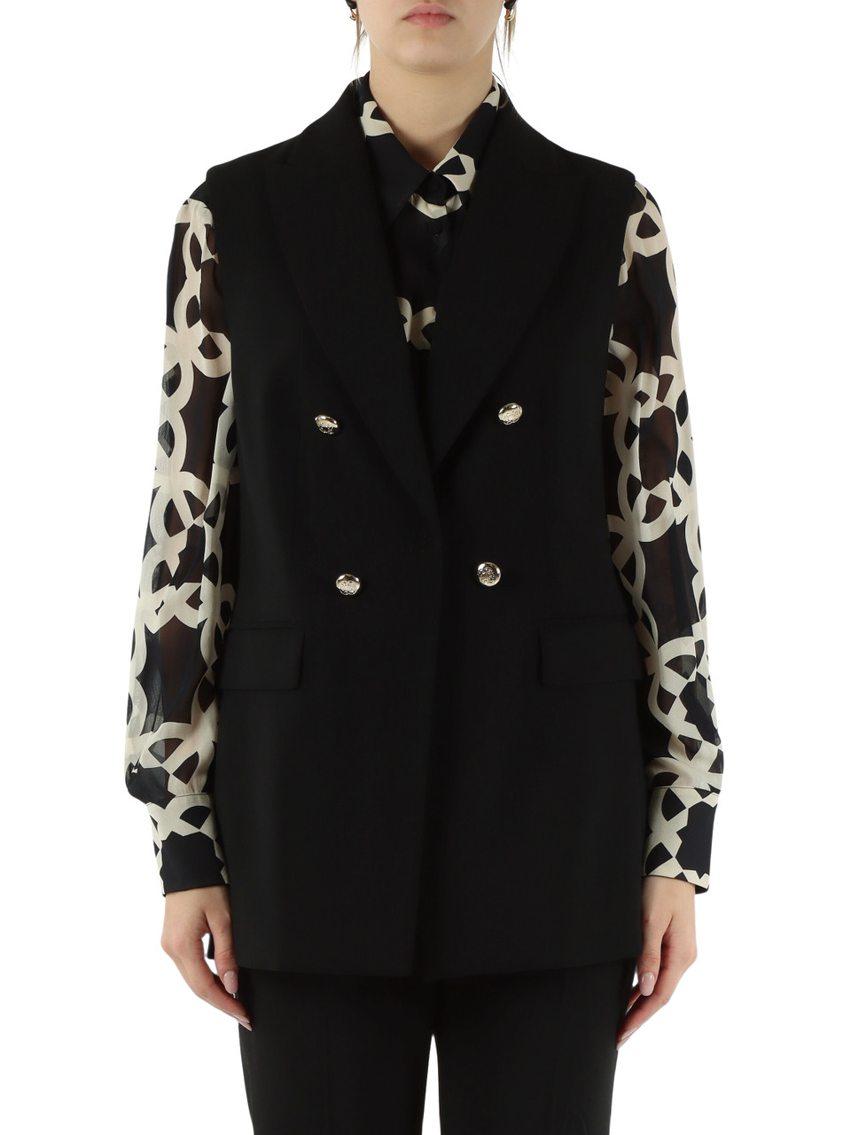 NERO | Gilet in crepe effetto doppiopetto NERO | Gilet in crepe effetto doppiopetto