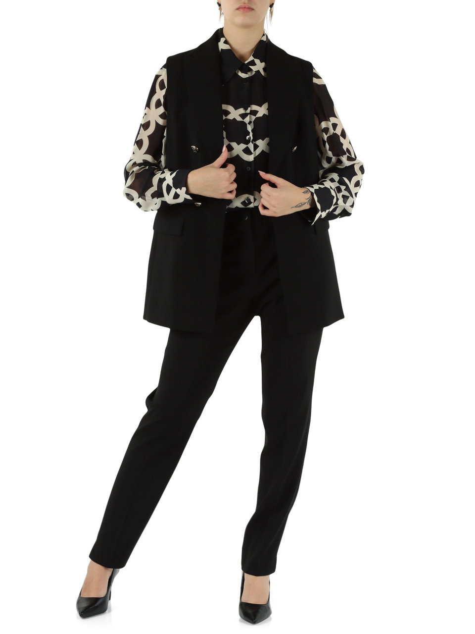 NERO | Gilet in crepe effetto doppiopetto NERO | Gilet in crepe effetto doppiopetto