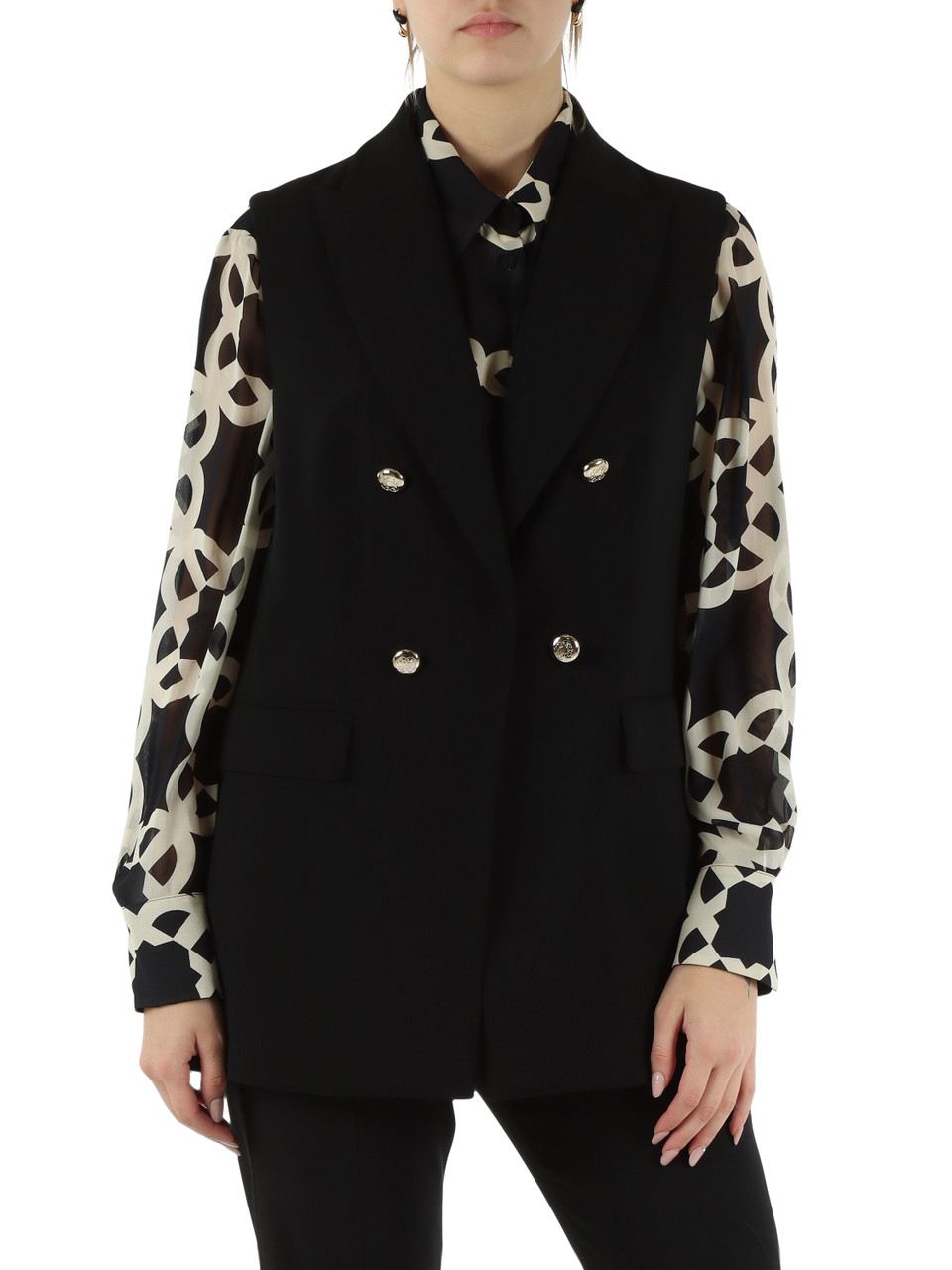 NERO | Gilet in crepe effetto doppiopetto NERO | Gilet in crepe effetto doppiopetto