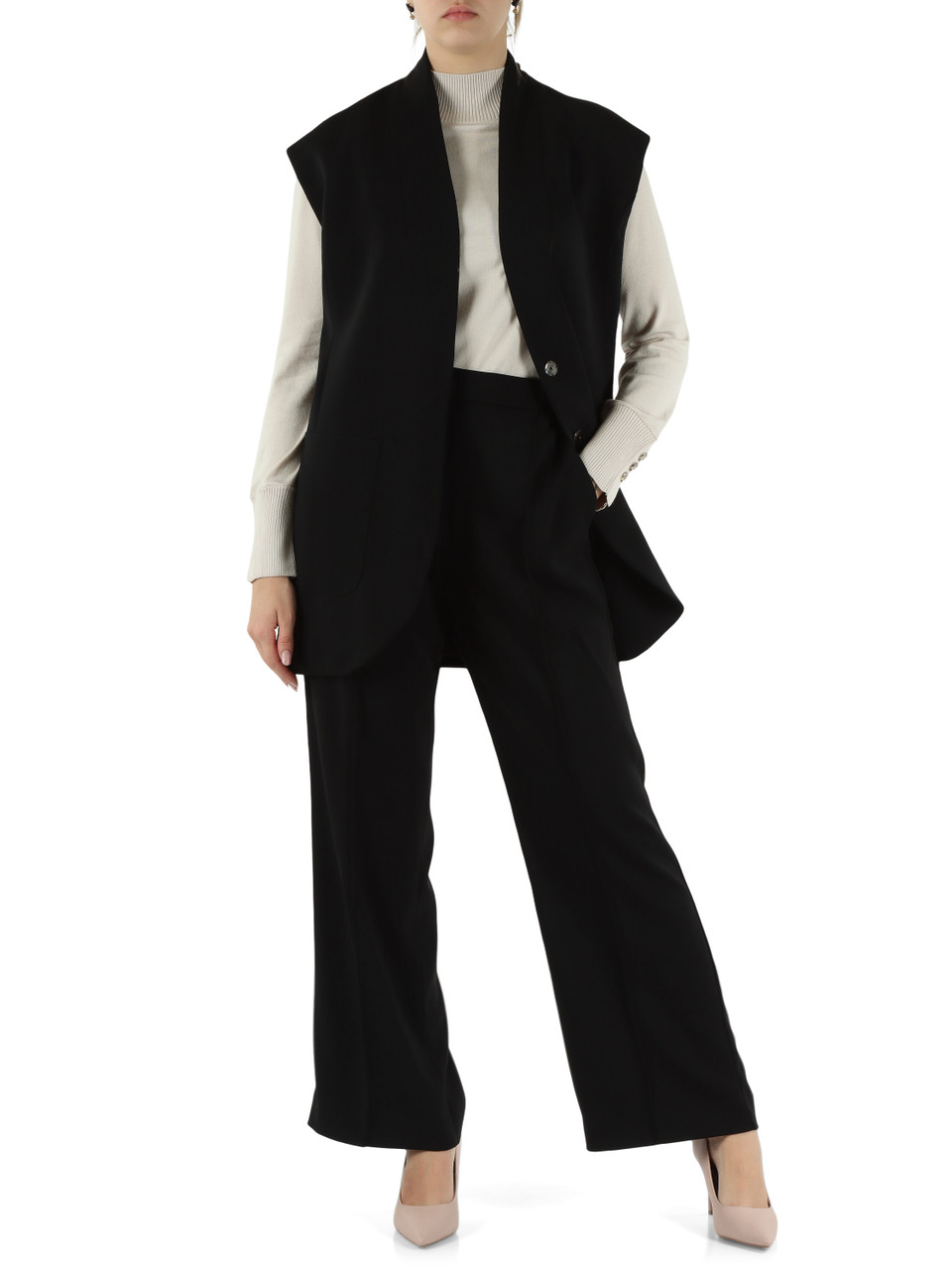 NERO | Pantalone gamba larga in cady stretch NERO | Pantalone gamba larga in cady stretch