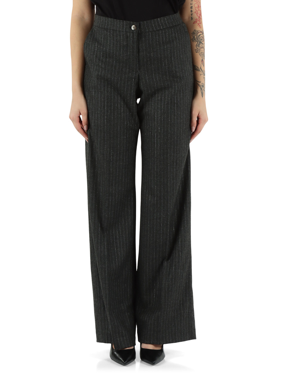 GRIGIO SCURO | Pantalone gamba larga in lana e viscosa GRIGIO SCURO | Pantalone gamba larga in lana e viscosa