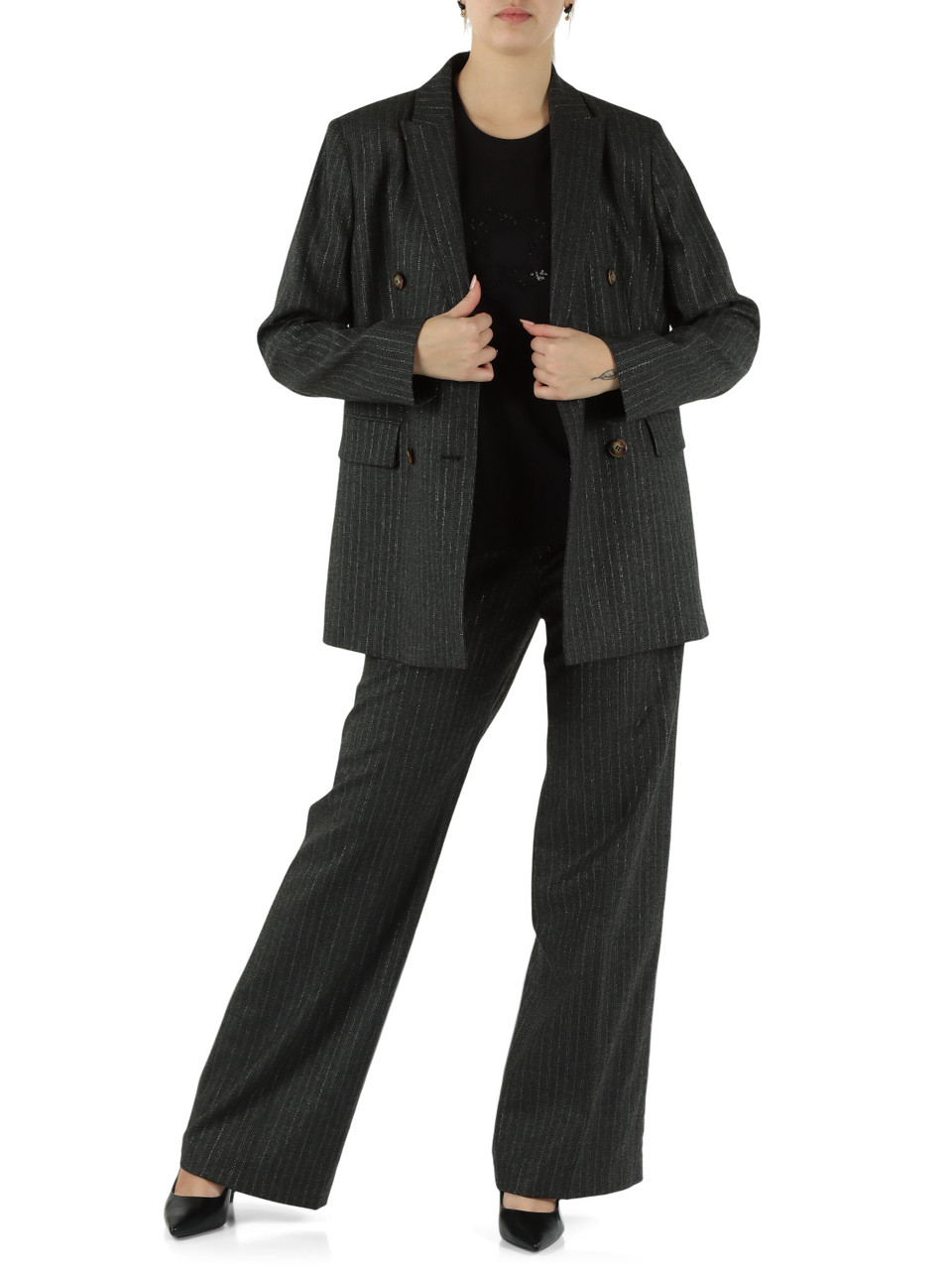 GRIGIO SCURO | Pantalone gamba larga in lana e viscosa GRIGIO SCURO | Pantalone gamba larga in lana e viscosa