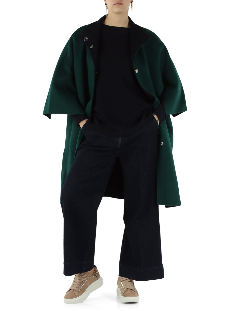 VERDE | Cappotto reversibile in tessuto double di misto lana VERDE | Cappotto reversibile in tessuto double di misto lana