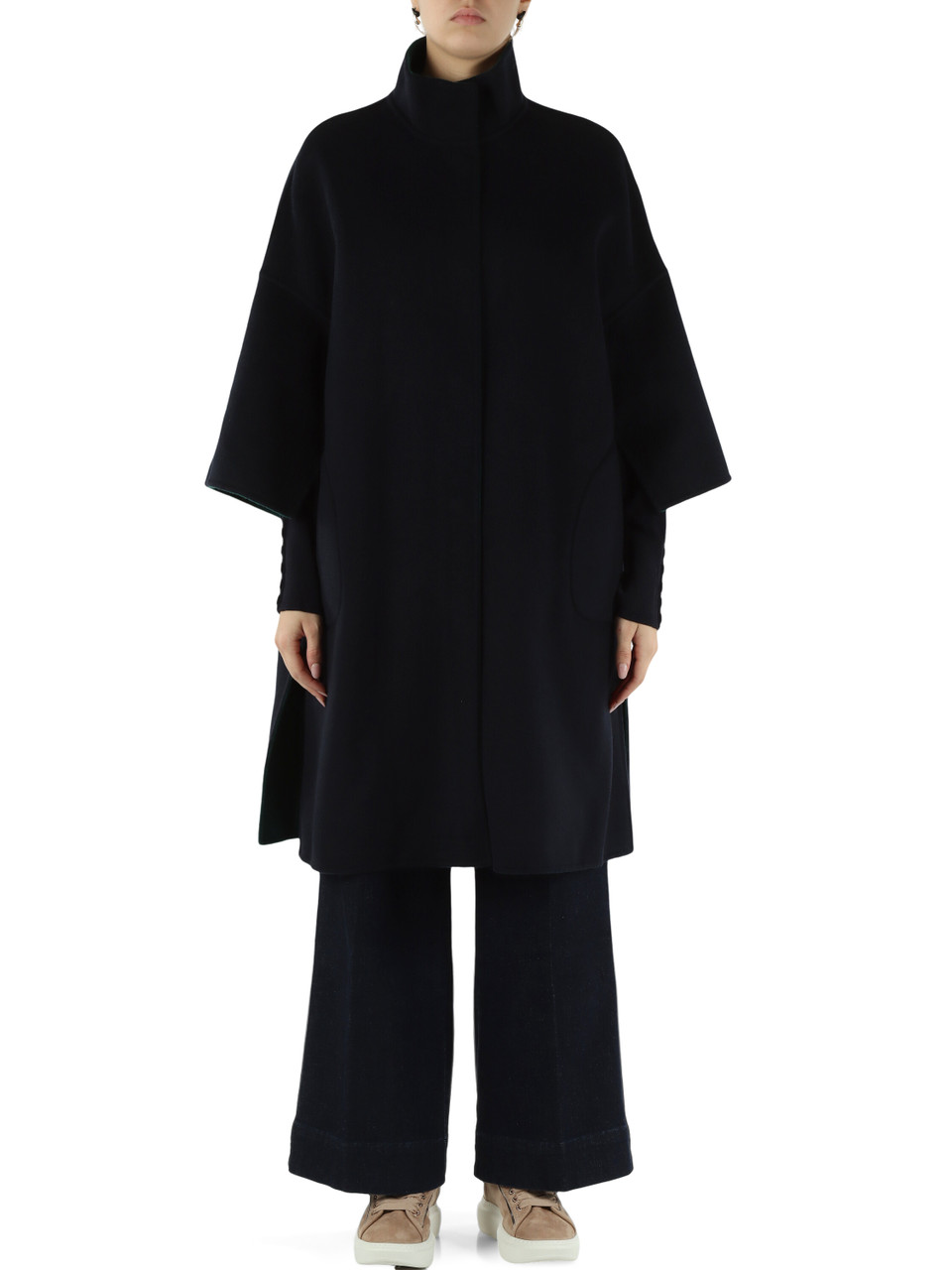 VERDE | Cappotto reversibile in tessuto double di misto lana VERDE | Cappotto reversibile in tessuto double di misto lana