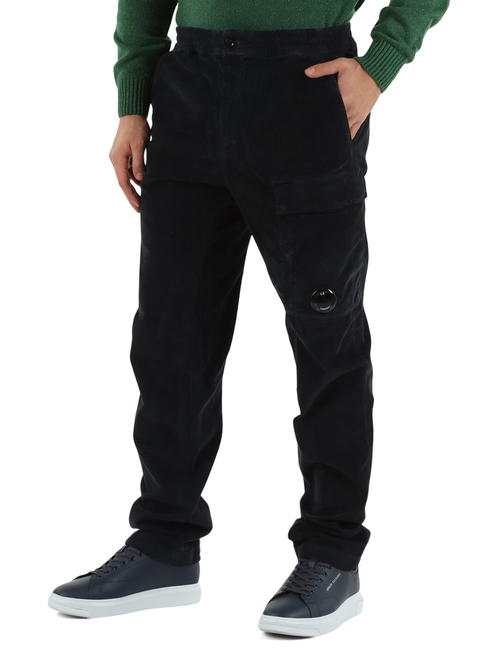 BLU SCURO | Pantalone in corduroy con tasca cargo BLU SCURO | Pantalone in corduroy con tasca cargo