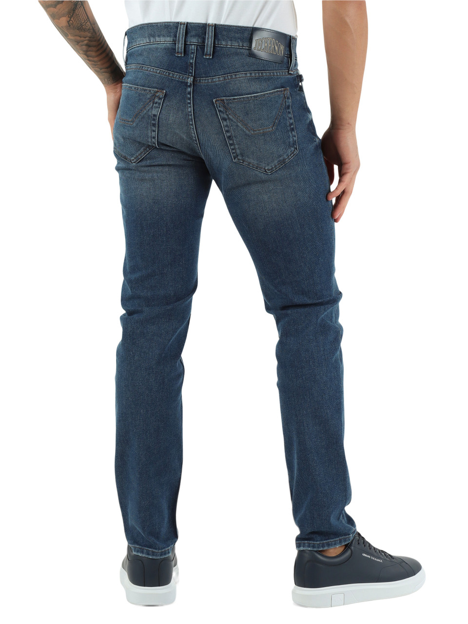 BLU SCURO | Pantalone jeans slim fit 30TH Anniversary con inserti in alcantara