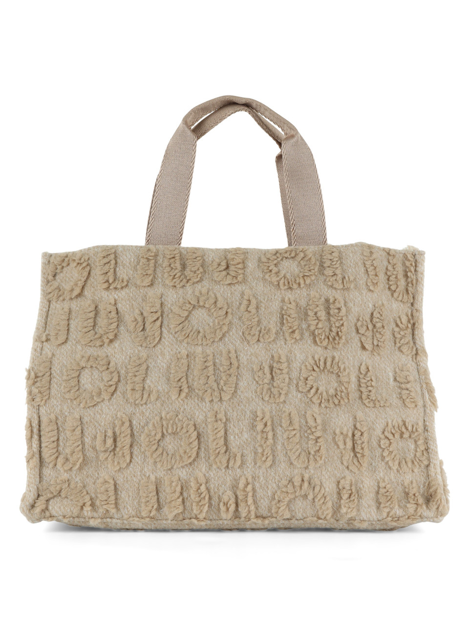 BEIGE | Borsa shopping in misto lana con scritte logo