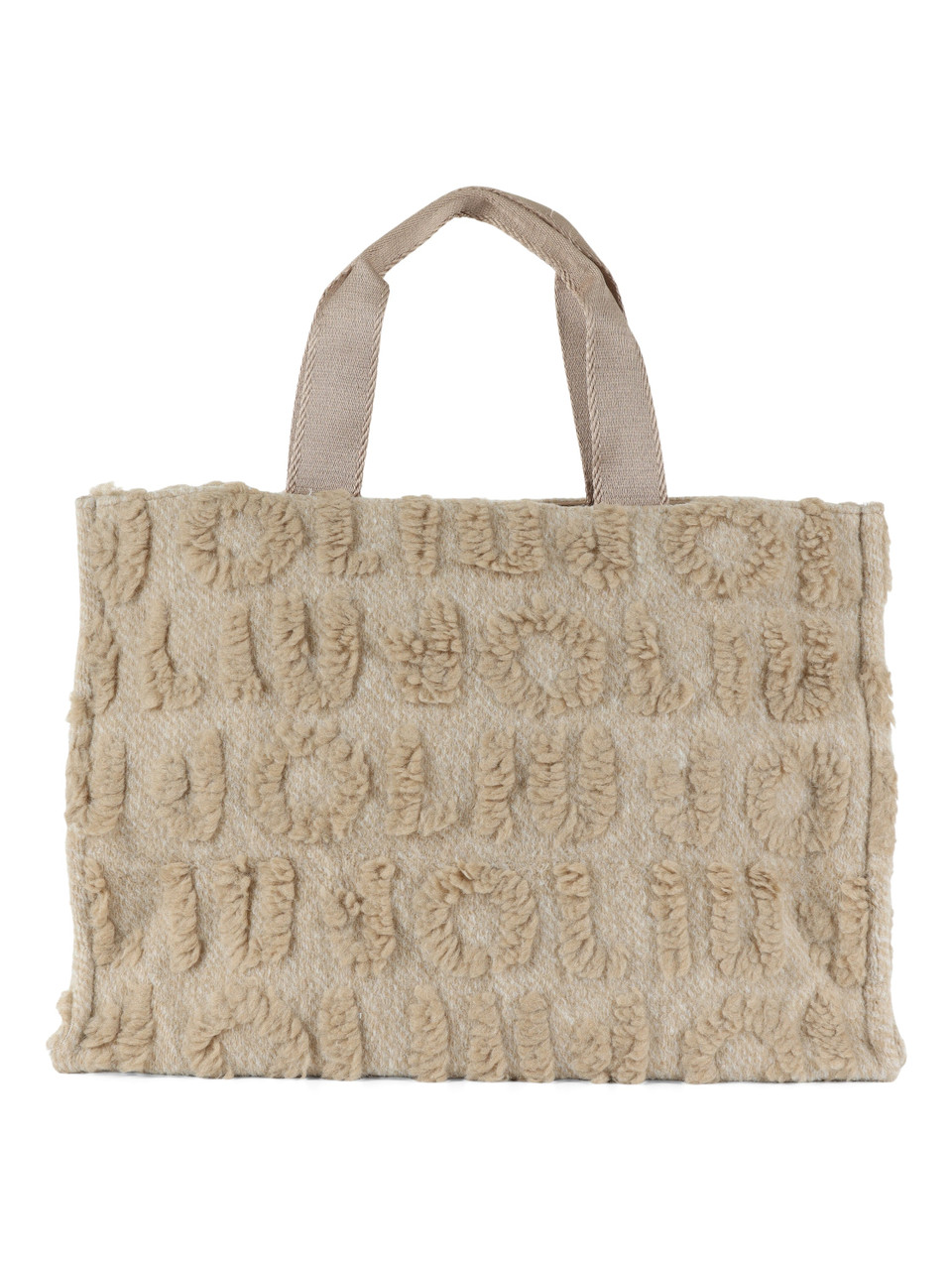 BEIGE | Borsa shopping in misto lana con scritte logo