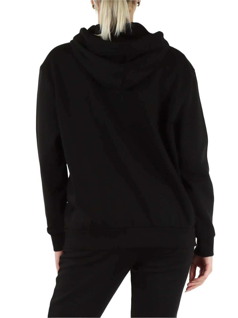 NERO | Felpa con zip e cappuccio in cotone garzato