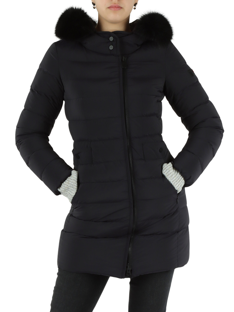 BLU SCURO | Piumino trapuntato con cappuccio SERIOLA ML 06 FUR