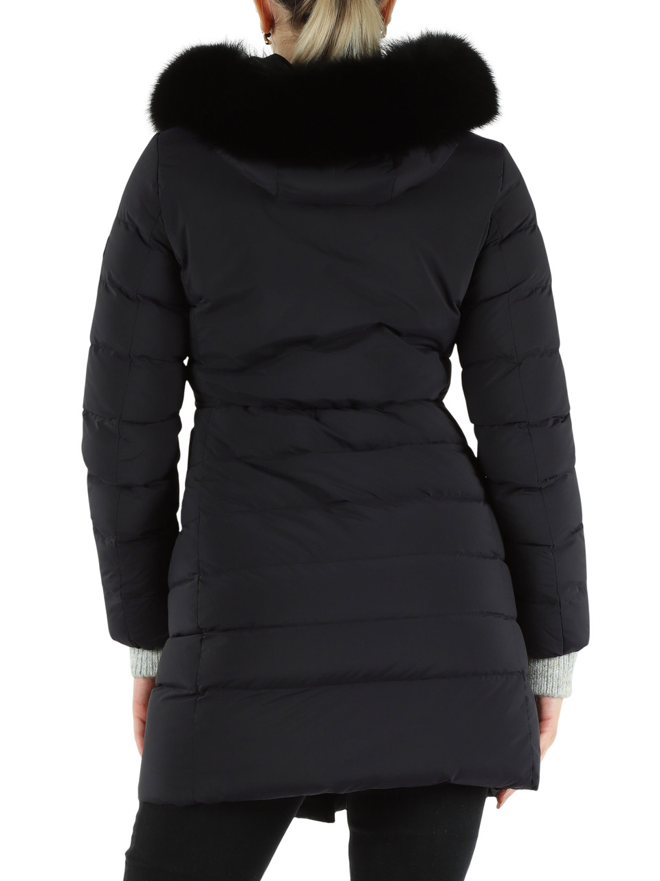 BLU SCURO | Piumino trapuntato con cappuccio SERIOLA ML 06 FUR