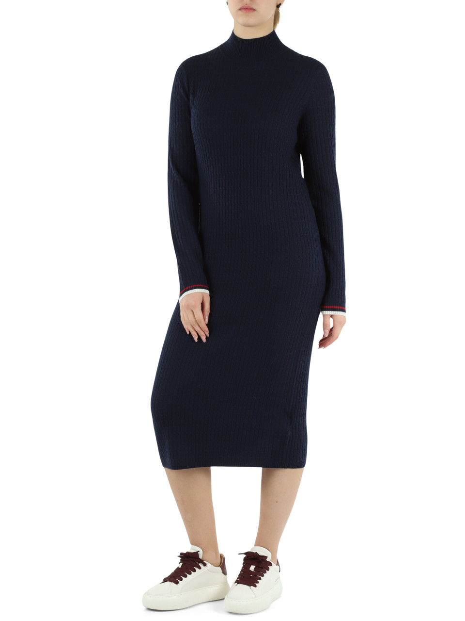 BLU SCURO | Abito midi in lana e cashmere