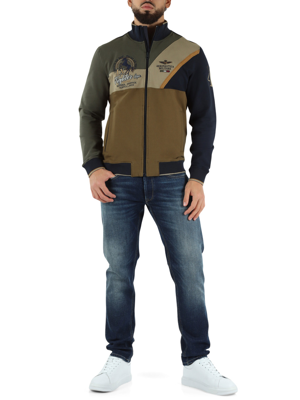 VERDE | Felpa color block regular fit con zip