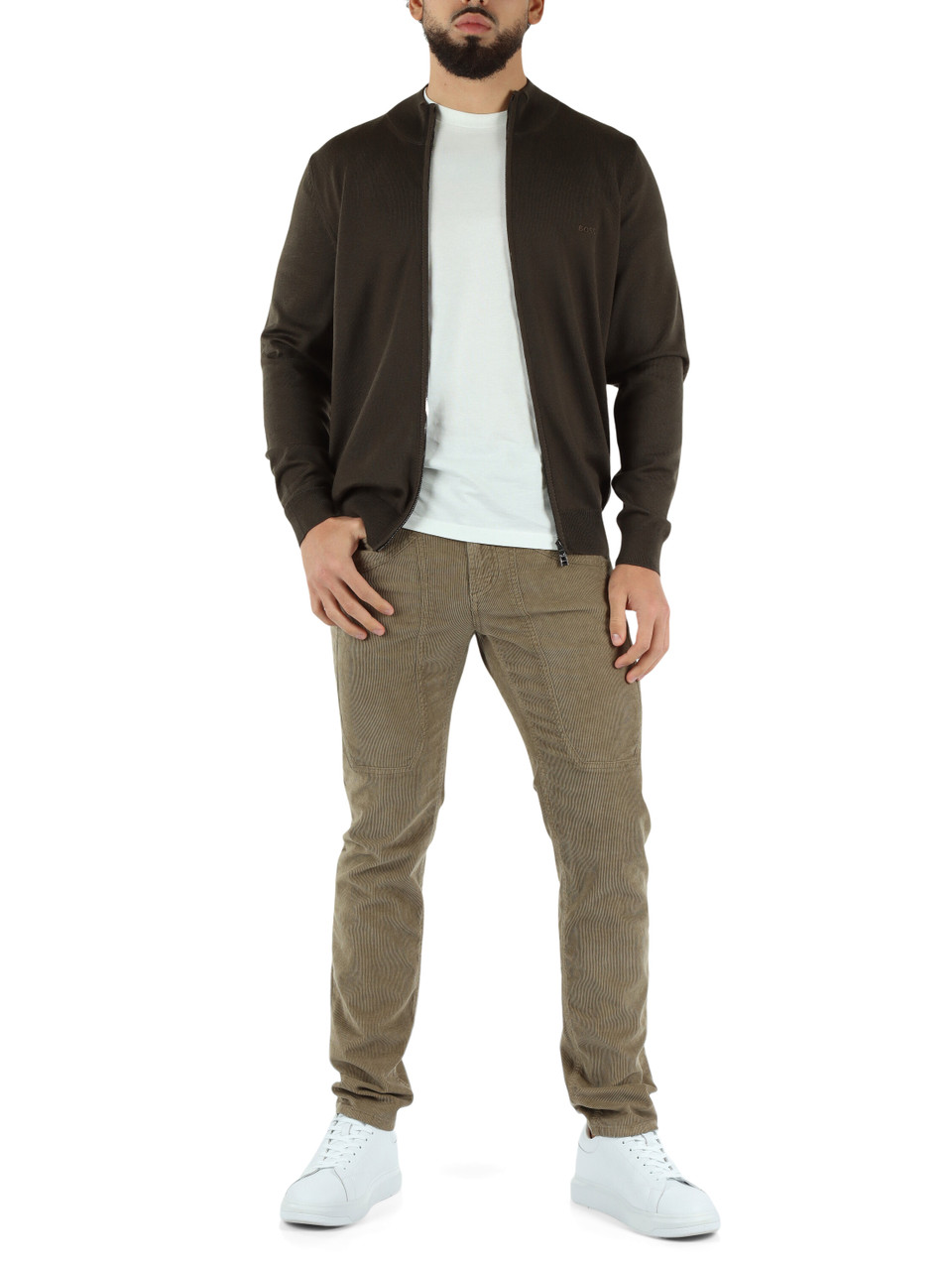 KAKI | Pantalone cinque tasche JOHN slim fit in velluto a costine