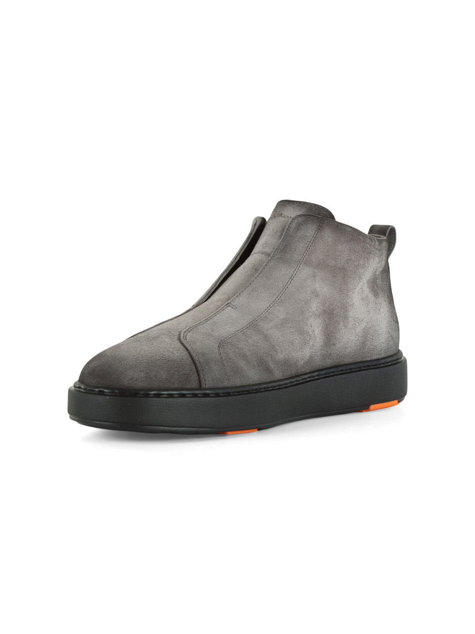 GRIGIO | Sneakers slip on in suede con scritta logo impressa
