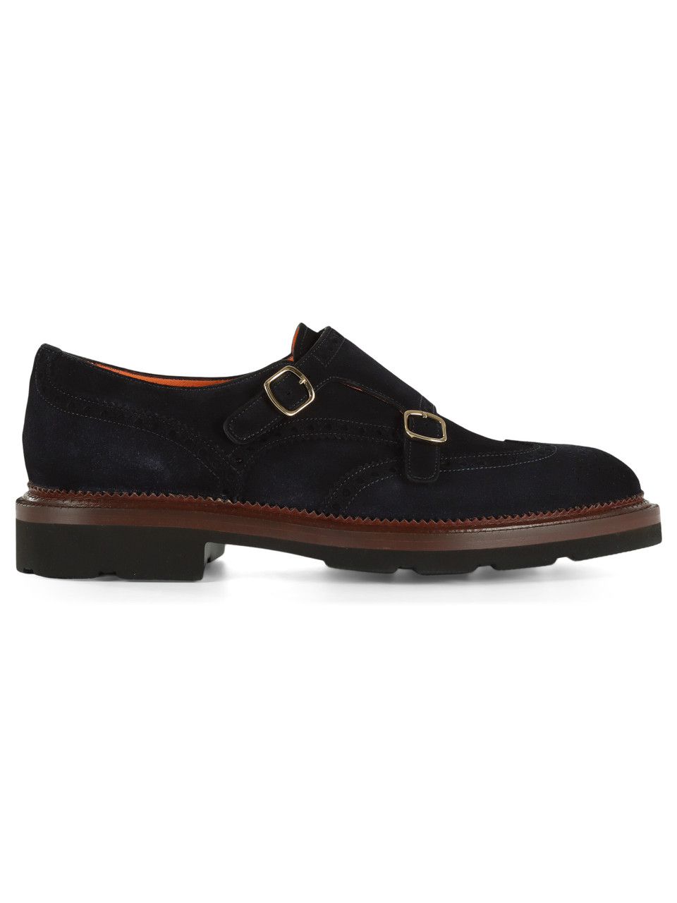 BLU SCURO | Scarpa brogue doppia fibbia in suede