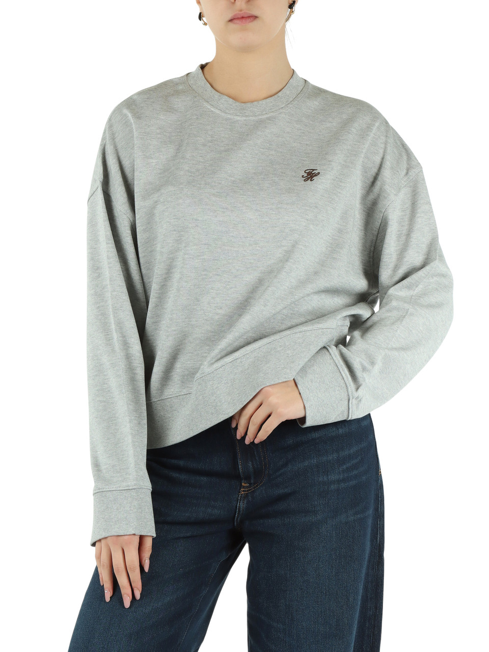 GRIGIO | Felpa girocollo in cotone e modal