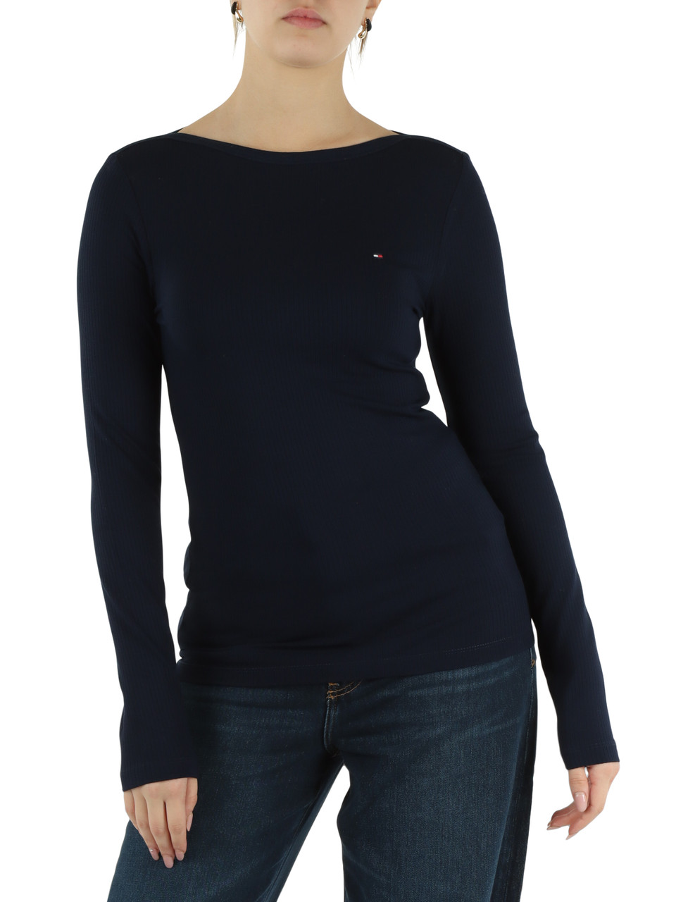 BLU SCURO | T-shirt manica lunga in viscosa stretch