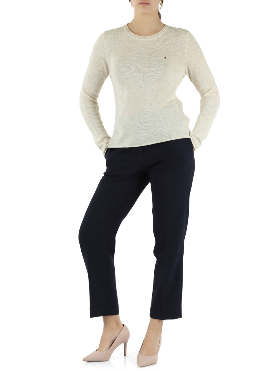 BLU SCURO | Pantalone taglio dritto in misto viscosa