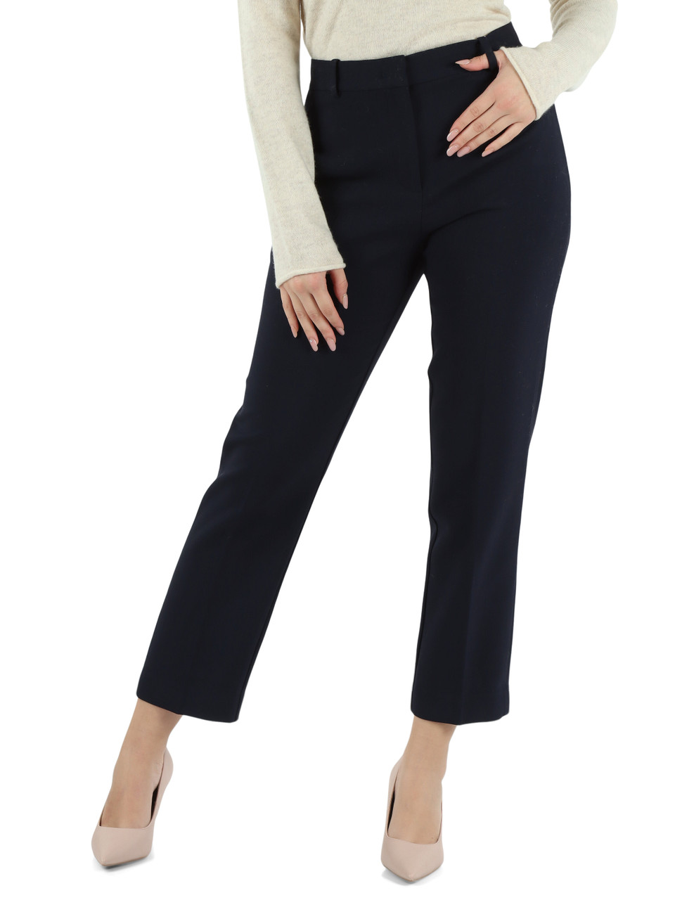 BLU SCURO | Pantalone taglio dritto in misto viscosa