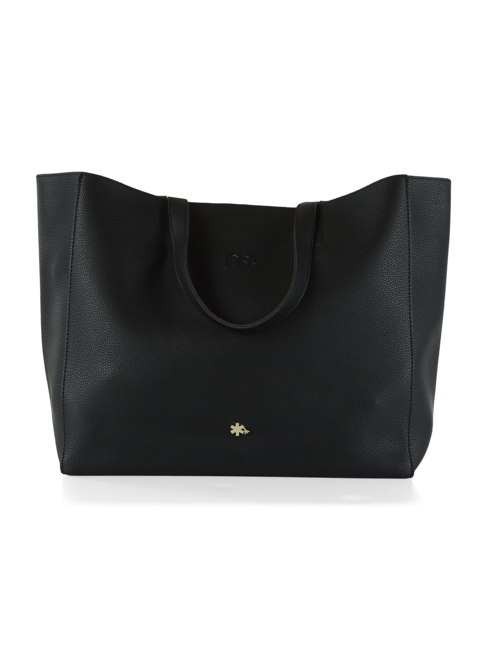 NERO | Borsa shopping effetto martellato con logo impresso