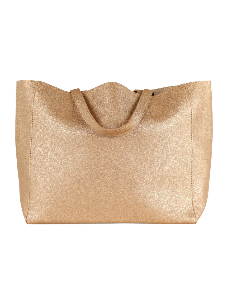 ORO | Borsa shopping effetto martellato con logo impresso